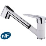 Robinetterie cuisine embla mitigeur évier à douchette extractible blanc chromé essebagno Robinetterie cuisine embla mitigeur évier à douchette extractible blanc chromé essebagno