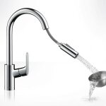 Mitigeur vier focus hansgrohe douchette extractible - hansgrohe - pivotant - economie d'eau - acier
