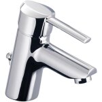 Mitigeur de lavabo bec fixe en laiton chrom� - robinet - cartouche c�ramique 35mm - syst�me de vidage ...