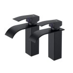 Mitigeur lavabo cascade noir moderne auralum - robinet salle bain en laiton haut qualit pour vasque ...