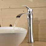 Mitigeur lavabo haut cascade bonade - monotrou en cuivre chromé - cartouche céramique Mitigeur lavabo haut cascade bonade - monotrou en cuivre chromé - cartouche céramique