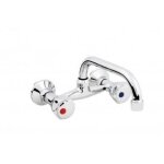 Mitigeur de lavabo mural - standard - bec pivotant - finition chrom�e - 2 trous - c�ramique