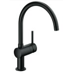 Mitigeur monocommande vier grohe minta noir - 32917ks0 - col de cygne - chrom
