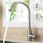 Mitigeur robinet evier cascade rotation 360° cuisine bain + 2 tuyaux - dewinner - gris - brossé Mitigeur robinet evier cascade rotation 360° cuisine bain + 2 tuyaux - dewinner - gris - brossé