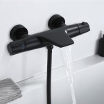 Mitigeur thermostatique de baignoire cascade noir homelody - scurit 40c - laiton design elgant