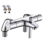 Mitigeur thermostatique baignoire robinet thermostatique bain douche avec bouton de s�curis� � 38�c robinet ...