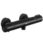 Mitigeur thermostatique de douche noir en laiton avec blocage de sécurité à 38°c Mitigeur thermostatique de douche noir en laiton avec blocage de sécurité à 38°c