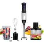 Mixeur plongeant 4 en 1 mixeur plongeantmixeur multifonction 1000w avec fouet hachoir de 500ml et verre ...