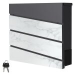 Ml - design bo�te aux lettres murale 37x365x11 cm anthracite / fa�ade imitation marbre blanc acier bo�te ...