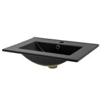 Ml - design lavabo en cramique noir mat 615x175x47 cm rectangle vasque  encastrer moderne lavabo de ...