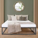 Ml - design lit  cadre en mtal 160x200 cm sur cadre en acier avec sommier  lattes anthracite robuste ...