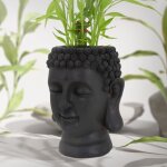 Ml - design pot de plantes / fleurs tte de bouddha 23x23x44 cm anthracite rsine intrieur / extrieur ...