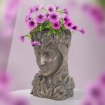 Ml - design pot de plantes / fleurs tte de desse 21x16x32 cm bronze rsine intrieur / extrieur statue ...