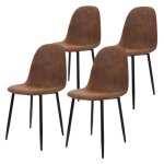 Ml - design set de 4 chaises de salle � manger avec dossier marron chaise rembourr�e vintage scandinave ...