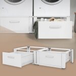 Ml - design support pour machine à laver double avec 2 tiroirs coulissants blanc 128x535x315 cm socle ... Ml - design support pour machine à laver double avec 2 tiroirs coulissants blanc 128x535x315 cm socle ...