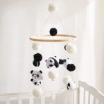 Mobile bb bois avec boules de feutre - aqsacokiya - panda - mixte - noir