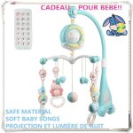 Mobile b�b� musical aimei� pour lit b�b� avec projection de lumi�res et jouets rotatifs - bleu