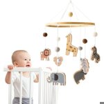 Mobile lit b�b� mobile b�b� bois avec boules de feutre cloches de lit b�b� cloche de lit animal mobile ...