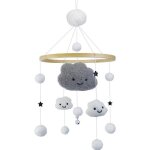 Mobile musical lit bb mobile en bois cloche de lit nuage dcor mobile suspendue boules de feutre mobile ...