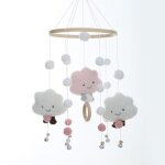Mobile musical pour lit de bb en bois - bb mobile - dcoration de berceau - rose