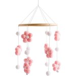 Mobile musical lit bb mobile lit bb mobile bebe bois fleurs avec boules de feutre cloche suspendue ...