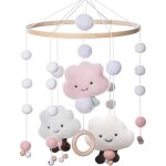 Mobile musical lit bb - bb carillons oliens - rose - bb bois dcoration de berceau