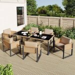 Mobilier de jardin ext�rieur ensemble table � manger et chaises de jardin en polyrotin pour 6 personnes ...