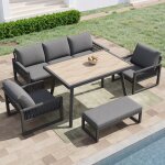 Mobilier de terrasse - salon de jardin 6 - 7 places - 5 pieces - avec canap� 3 places 2 fauteuils banc ...