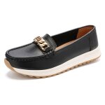 Mocassins femme chaussures plates confortable loafers d�contract� � enfiler antid�rapante - noir