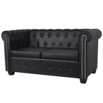 Mode?6982 canap� chesterfield � 2 places cuir synth�tique noir moderne canap� de relaxation - sofa divan ...