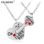 Mode coeur cl� collier lettrage je taime couple pendentif colliers pour femmes hommes amoureux charme ...