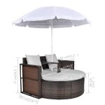 Mode lit de jardinchez yiyiassise optimal bain de soleil - avec parasol marron r�sine tress�e 130x58x77cm ...