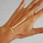 Mode paillettes bracelet main doigt cha�ne bracelet bijoux femmes argent