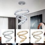 Modern large crystal led chandelier ceiling light 3 - color dimmable clear crystal light