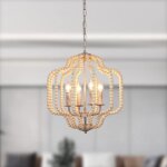 Moderne 4 - lumires bois perl boho pendentif clairage vintage ferme orb lustre plafonnier luminaire ...