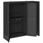 Moderne armoire de rangement burke meuble salon avec stockage noir 100x36x102 cm rotin aa354