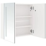 Moderne cabinet de salle de bain solomoon armoire wc � miroir led blanc brillant 62x14x60cm mm860