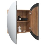 Moderne cabinet de salle de bain solomoon armoire wc avec miroir rond et led ch�ne 54x54x175 cm mm889 ...