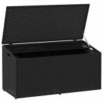 Moderne coffre de rangement de jardin - grande espace - noir 110x50x58 cm r�sine tress�e - pour terrasse ...