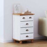Moderne commode askim burke buffet bas blanc 45. 8x40x79 cm bois de pin massif aa3157
