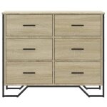 Moderne commode salon burke meuble de rangement ch�ne sonoma 91x355x745 cm bois ding�nierie aa3265