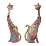 Moderne couple chat figurine animal statue chat amoureux artisanat sculpture À collectionner pour salon ... Moderne couple chat figurine animal statue chat amoureux artisanat sculpture À collectionner pour salon ...