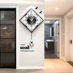 Moderne dcorative horloge murale avec pendulegrande carr simple pendule horlogebois noir blanc pour ...