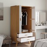 Moderne garde - robe burke armoire de chambre avec rangement olden blanc et marron 765x53x172 cm bois ...