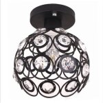 Moderne industriel plafonnier noir mtal 20cm style lampe cristal diy lustre pour salon chambre caf ...