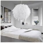 Lustre plafond moderne de luxe blanc plume ball pendentif lumi�re e27