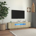 Moderne meuble tv meuble hifi buffet de tv avec lumières led chêne sonoma 160x35x40 cm fr3007 Moderne meuble tv meuble hifi buffet de tv avec lumières led chêne sonoma 160x35x40 cm fr3007