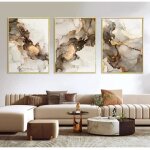 Moderne or beige noir marbre affiches murale art abstrait toile tableau peinture tableaux decoration ...