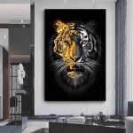 Moderne photos affiches et gravures abstrait animal or noir tigre mur art toile peinture salon dcor ...