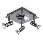 Moderne plafonnier ou applique carre 4 spot gu10. orientable et fini en chrome fonc